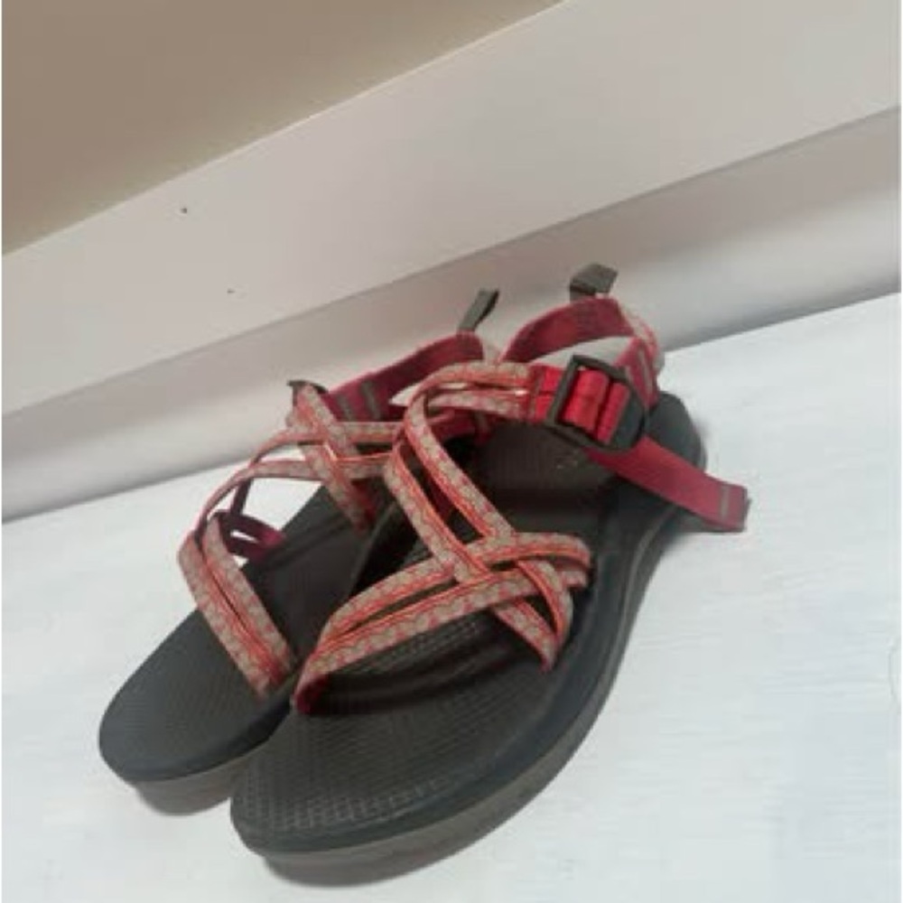 Chaco Red and Gray Strappy Sandals
